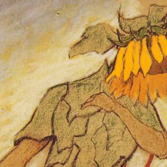 Bild von Ernst Kreidolf, Sonnenblume darstellend.