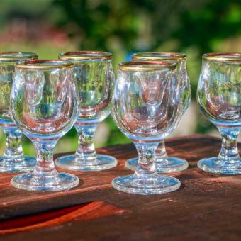 Likörglas mit Goldrand, 3 cl - 6 Gläser - Bistro-Stil – ideal für Bärenfang Honiglikör