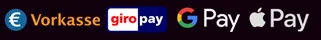 Logos für Zahlungsoptionen: Vorkasse, GiroPay, GooglePay & ApplePay