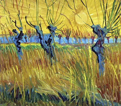 Painting of Vincent van Gogh showing willows.