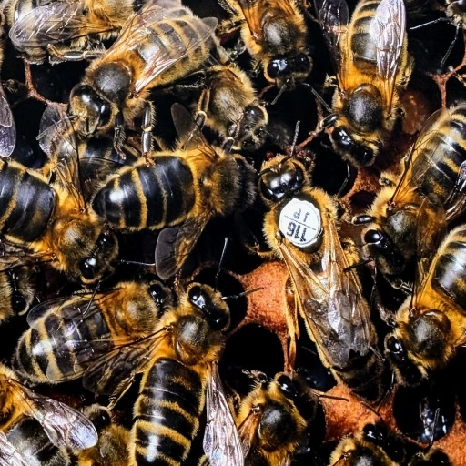 Dunkle Bienenkönigin mit Dunklen Bienen, welche Sie umgeben.