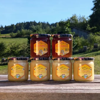 Reiner Natur-Bienenhonig Otterbach Set, 6 Gläser:  4 x 500 g Blütenhonig und 2 x 500 g Waldhonig | Imkerei Oswald